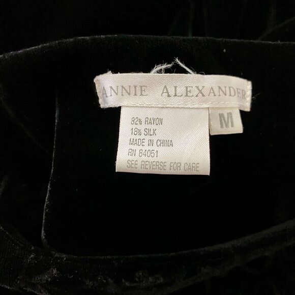Annie Alexander Women's Black Velvety Embellished Button-Down Blouse Medium - Picture 8 of 11